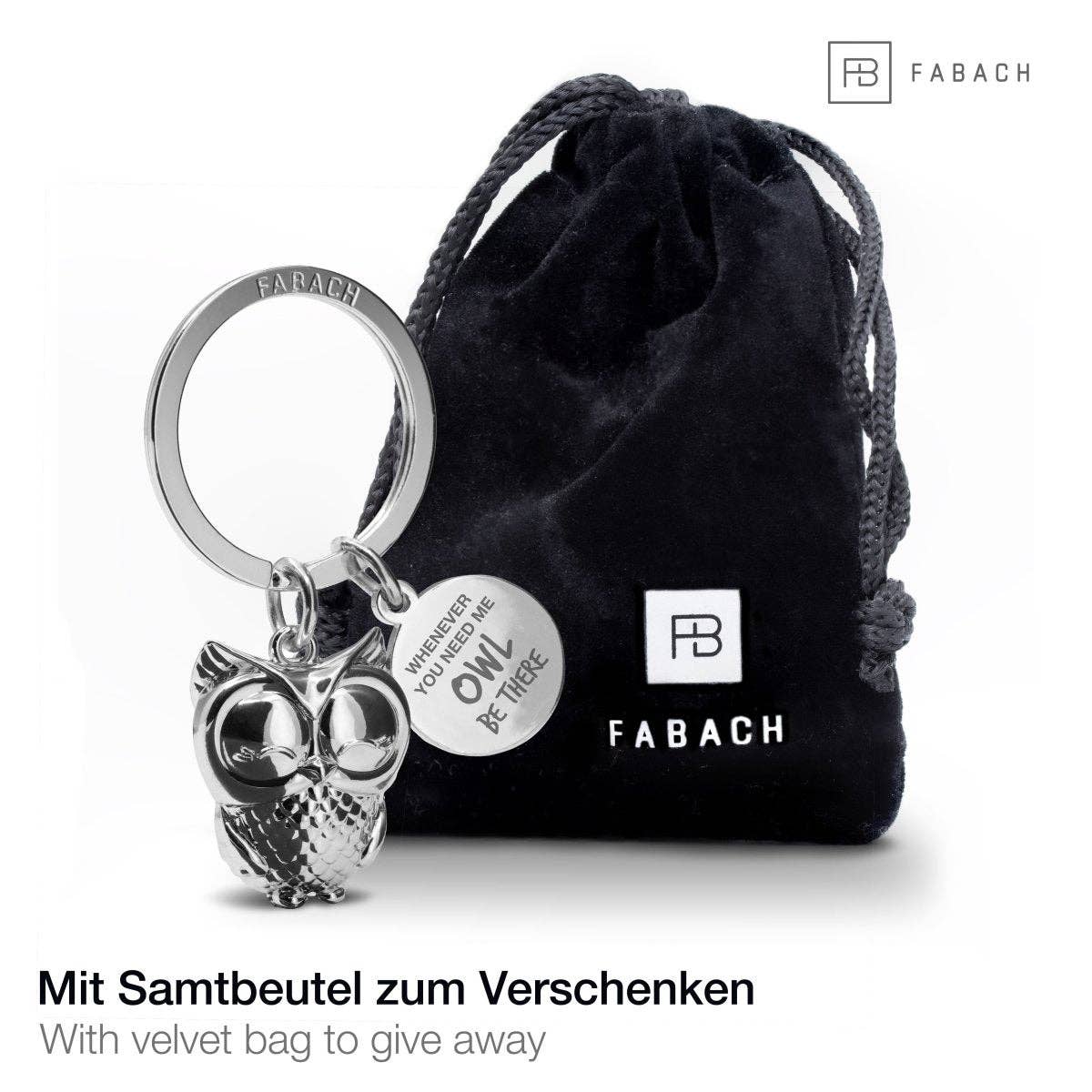 FABACH – Die Schlüsselanhänger-Schmiede – wholesale Nyckelring - Unisex – Nyckelring 'Owl be there' med uggla och gravyr – söt ugglelyckoamulett5