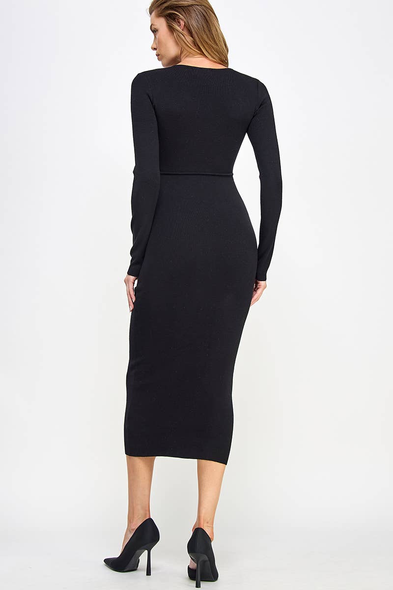 Sweet Lemon - Venta al por mayor Vestido - Mujer - Vestido midi de punto con borde de contorno18