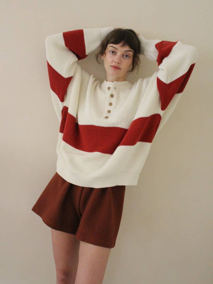 Bud Pima Bomuldsstribet Henley for engroshandel hos Na Nin