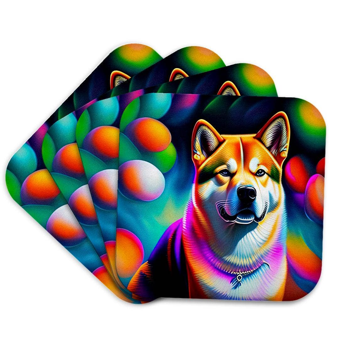 3dRose - Vendita all'ingrosso Sottobicchiere - 3dRose, Splendido ritratto di cane Shiba Inu. Regalo di pittura digitale fantasy, Sottobicchiere7