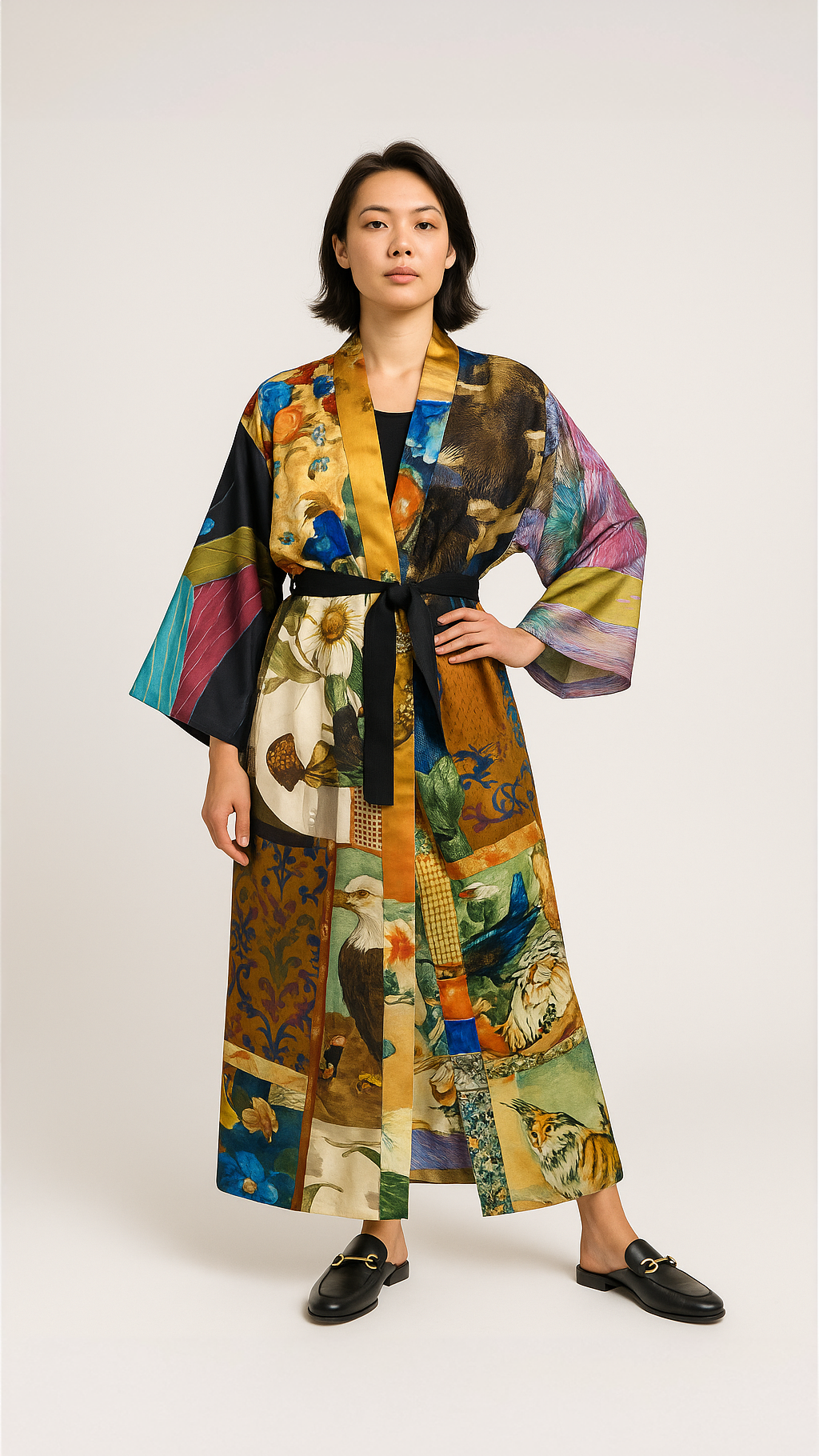 Beige & Co Thai Crafts - Wholesale Kimono - Dames - Kimono van patchwork hergebruikte zijden sjaals – uniek exemplaar2