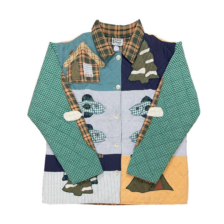 Veste matelassée en coton à thème ours de cabine | Chaude, douce, rembourrée pour la vente par Patch Magic