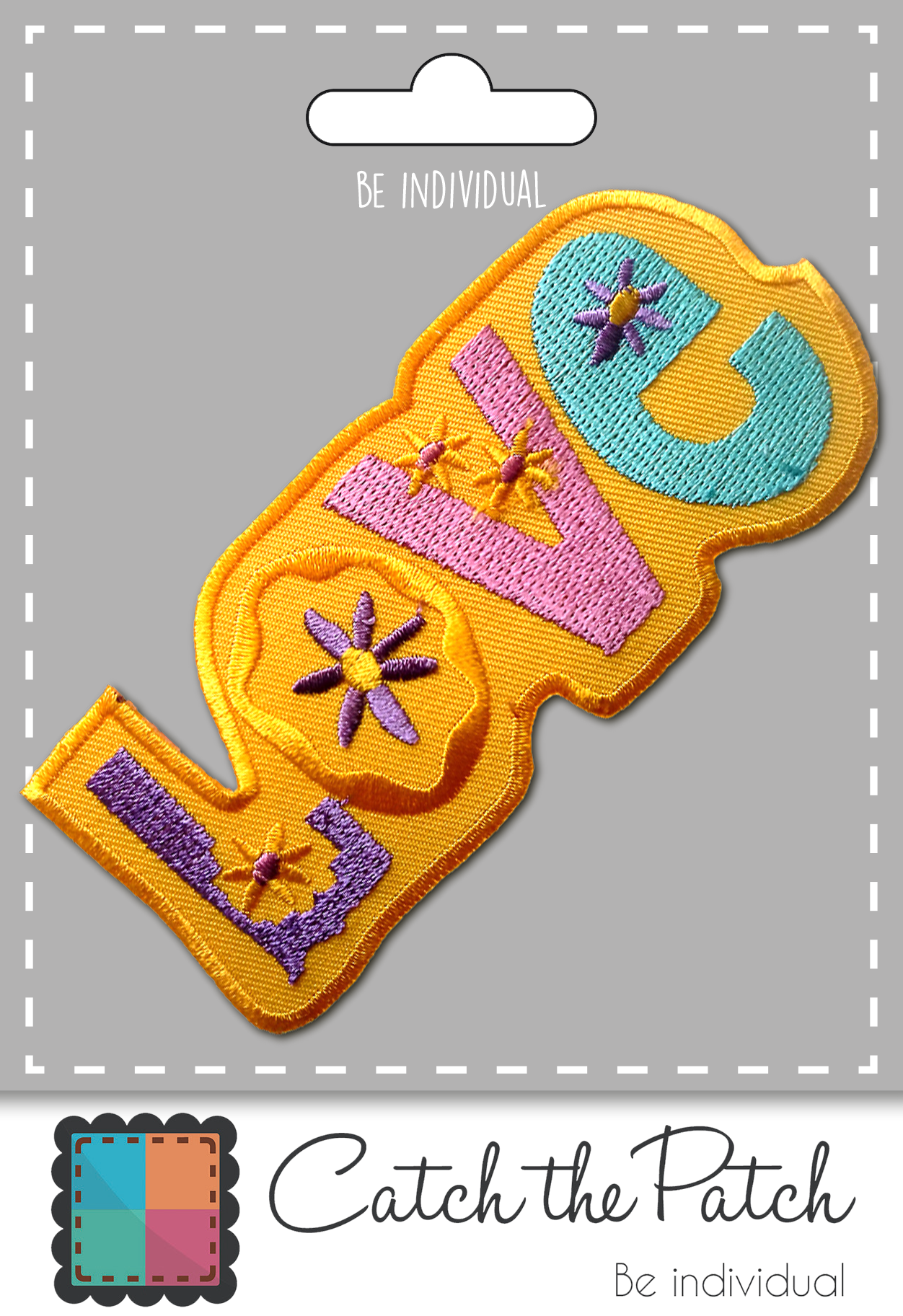 yellows Iron-on Patch/Love Hippie for wholesale on Faire1