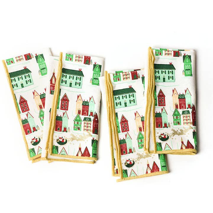 Coton Colors - Wholesale Dinner & Cloth Napkin - Flying Santa Napkins Set of 4