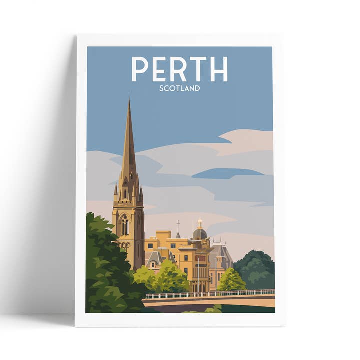 Perth, Scotland – Illustrated Travel Poster for wholesale by Printagonist