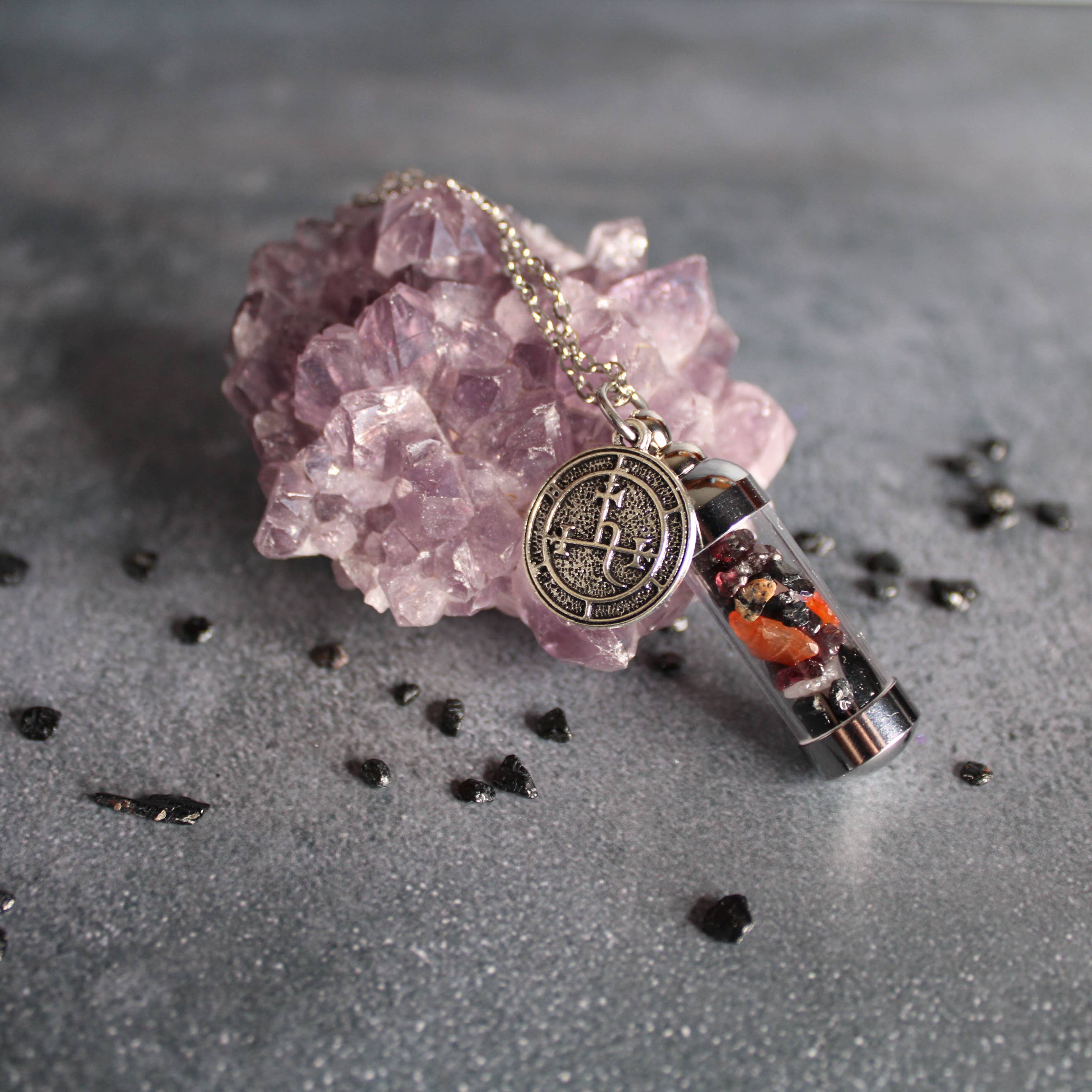 Moondust and Raven - Wholesale Pendant/Charm Necklace - Lilith Spell Jar Amulet Necklace, Witchy Crystal Jewelry 1