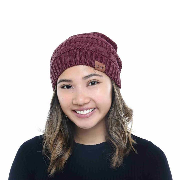 Winter Hat | Satin Lined | Detachable Pom Pom | Burgundy for wholesale by Beautifully Warm