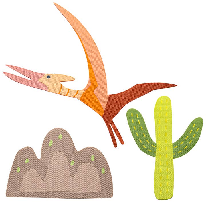 Jern på stof klistermærker — Flying Dino for engroshandel hos Fabfabstickers