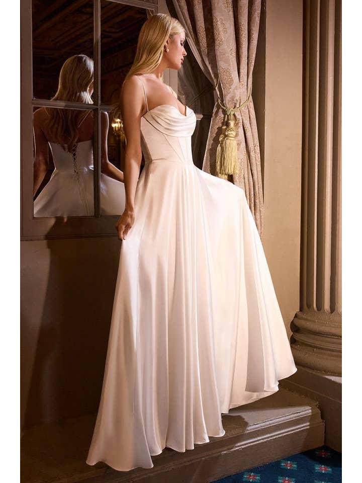 Off White A-Line Wedding Dress With Spaghetti Straps for wholesale on Faire
