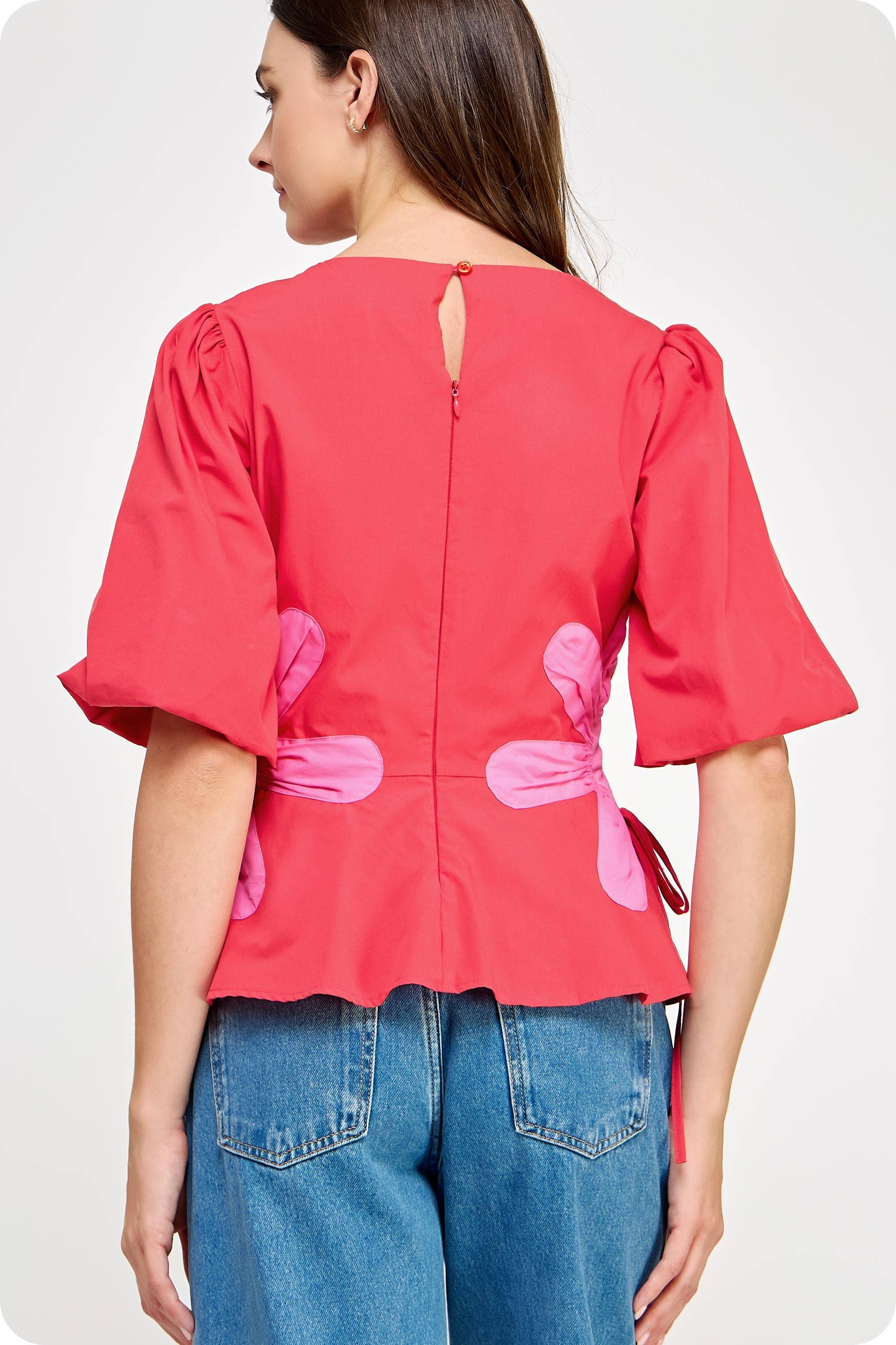 Strut & Bolt - Wholesale Blouse - Women's - Flower Color-Block Poplin Top15