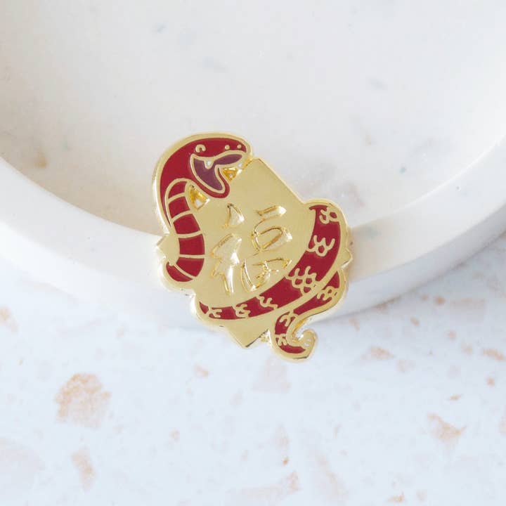 Lunar New Year Snake Enamel Pin for wholesale by Hop & Flop