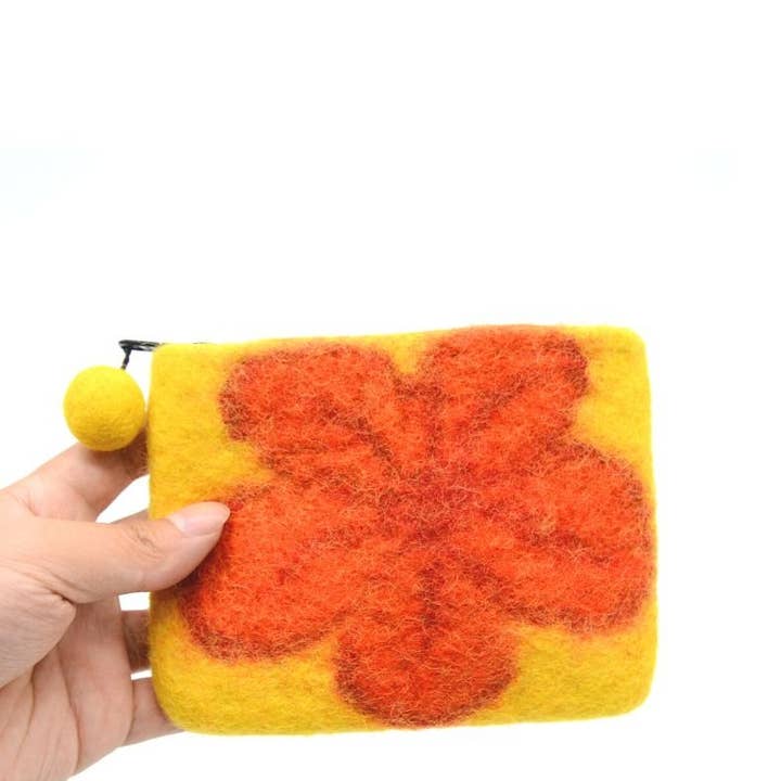 Woollyfelt - Wholesale Coin Purse - Women's - Charming Yellow Floral Felt Coin Pouch6