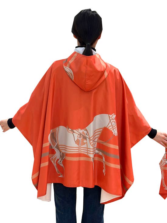 Orange Horse Corral Reversible Rain Cape for wholesale by Winding River