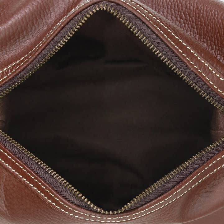 Sophos – wholesale Toiletry bag – men's – Attire Leather Stitched Washbag8