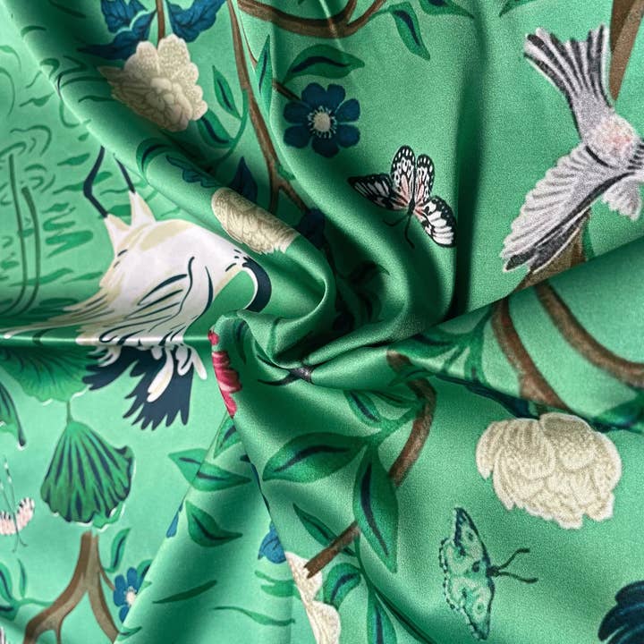 Lian Collection - Wholesale Bedding pillowcase/sham - Mulberry Silk Pillowcase - Crane Garden - Vintage Inspired Luxury Silk Bedding6