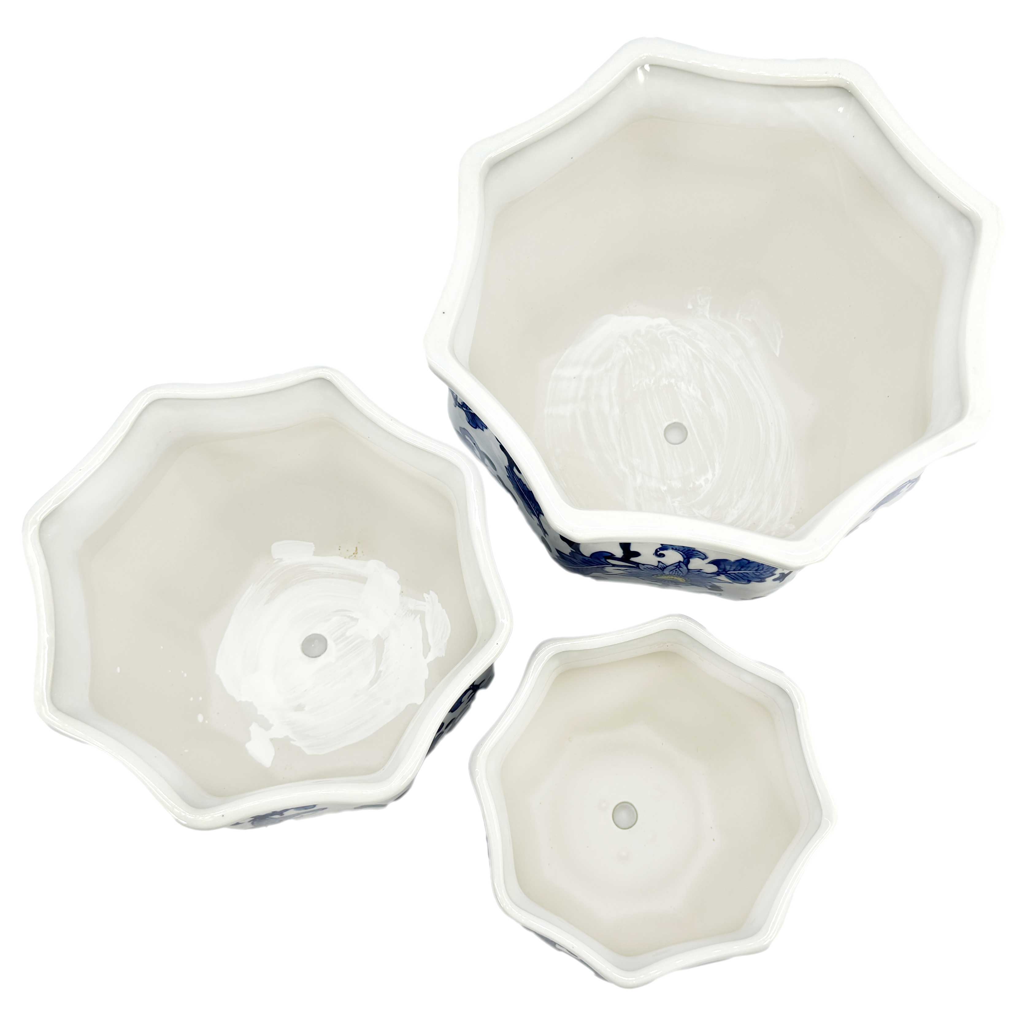 Galt International Company - Vendita all'ingrosso Vasi per piante - Set di 3 vasi per fioriere in ceramica Chinoiserie, 7,5"/10"/13"9