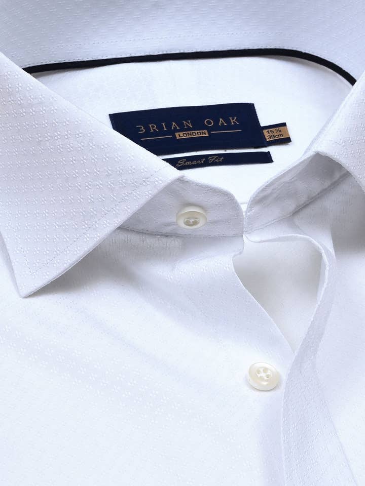 Self Textured White Smart Fit Dress Shirt for wholesale by Brian Oak Limited