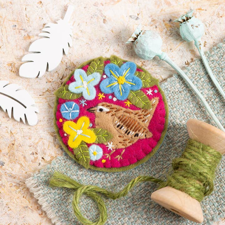 Wren Felt Craft Brooch Kit | Complete Craft Kit for wholesale by Hawthorn Handmade (US Duties Paid)