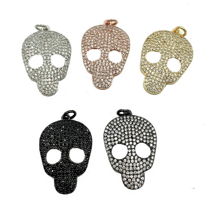 Met goud gevulde bedelhanger met schedelhoofd CZ Micro Pave, CP452 voor wholesale door Beads Creation