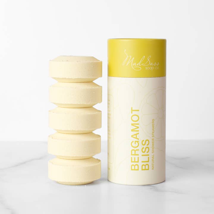 Bergamot Bliss (lot de 5) - Cuiseurs à vapeur pour la douche pour la vente par Mad Sass Soap Co
