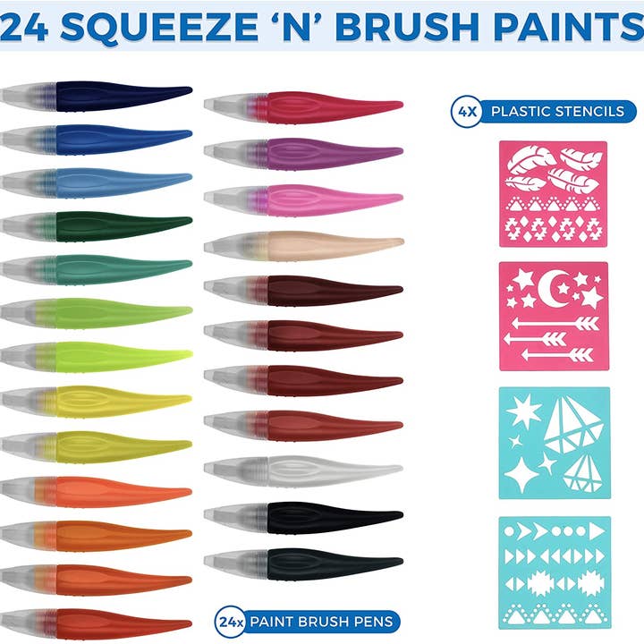 Keff Creations - Wholesale Paint set - 24 Squeeze‘n Brush Washable Paint Set for Kids1
