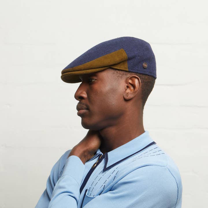 Gorra Plana de Lana Virgen Italiana TROY - Azul Marino para venta al por mayor de Dasmarca Hats