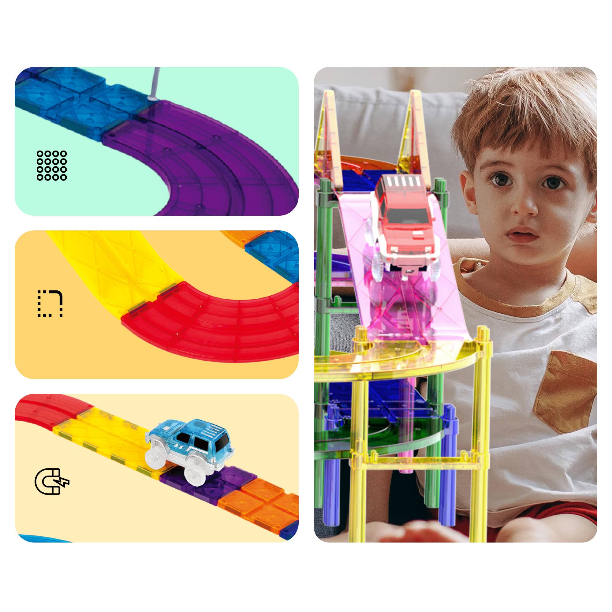 PicassoTiles - Vente Lot de jouets – enfant - Ensemble de construction de circuit de course magnétique 100 pièces PicassoTiles3