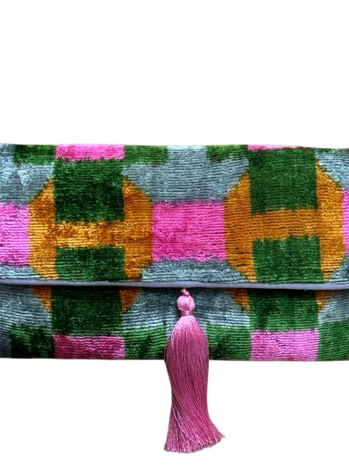 Pochette Ikat en velours de soie pour la vente par AYCA DESIGN