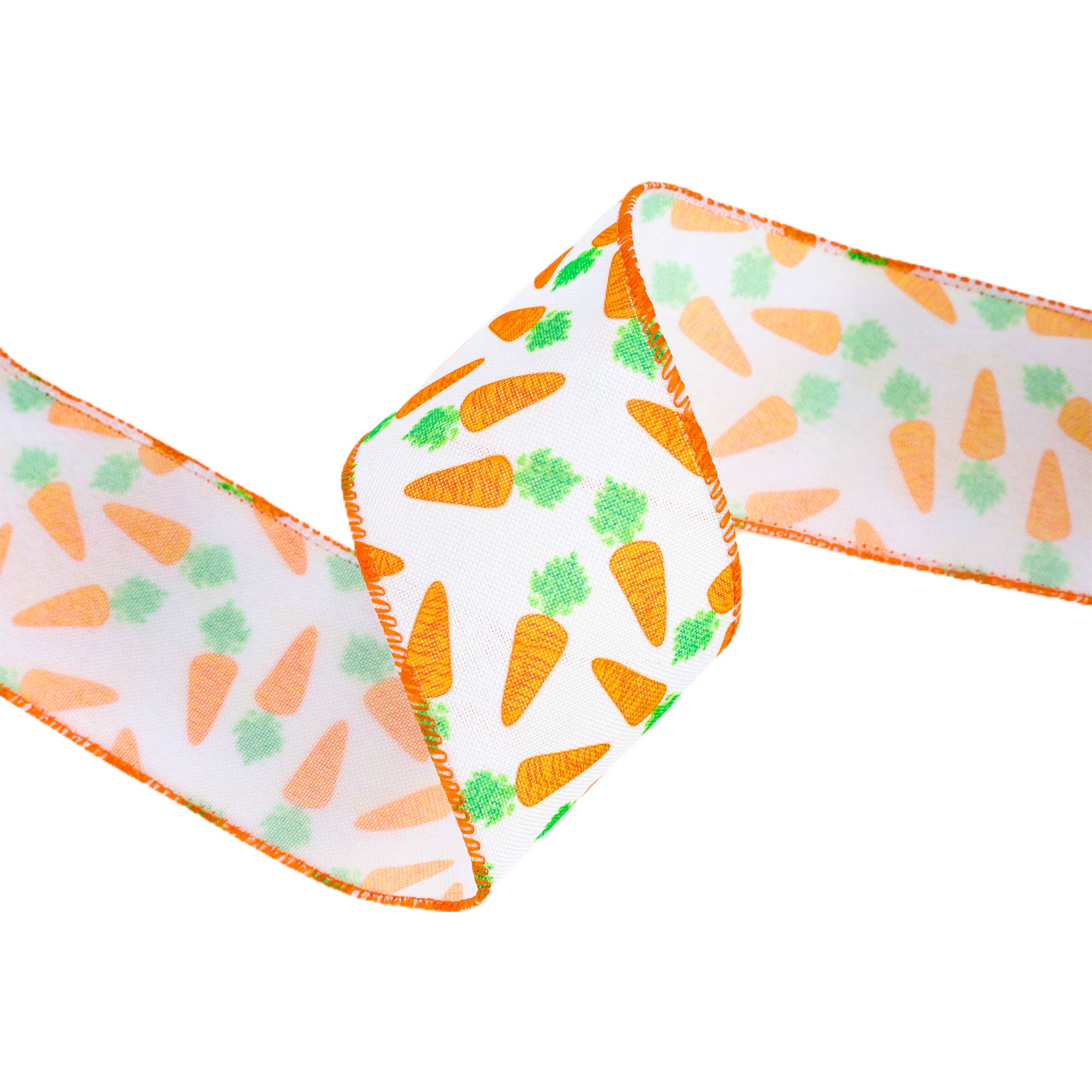 LA Ribbons Wholesale – wholesale Ribbon – Gift wrapping – 2 1/2" Wired Ribbon | White w/ Orange Carrots | 10 Yard Roll3