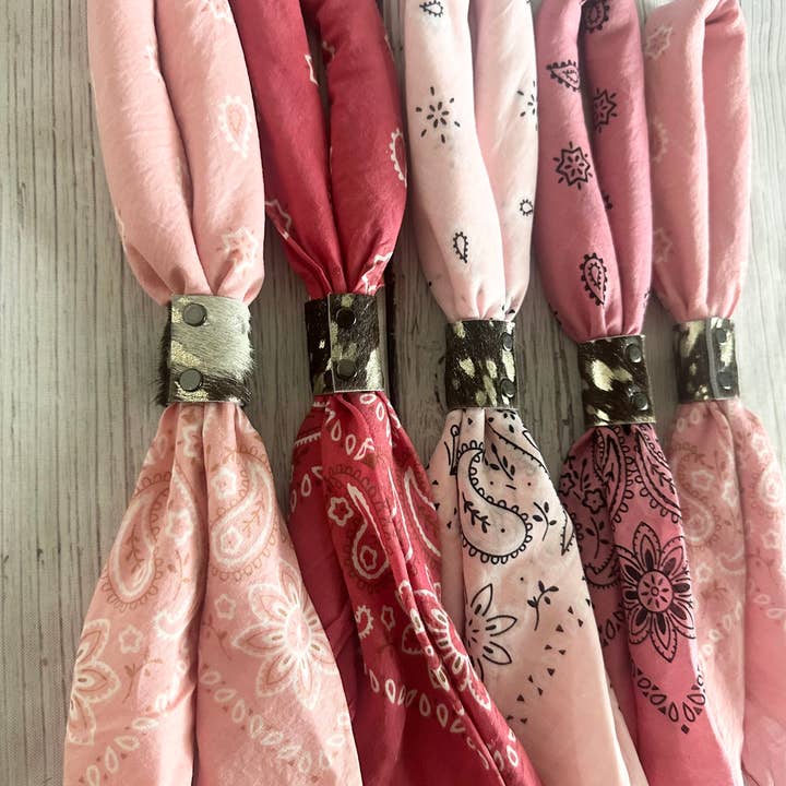 Boots Are My Roots - Wholesale Bandana – Women's - Pink Hand Dyed Bandanas & Leather Slides 1