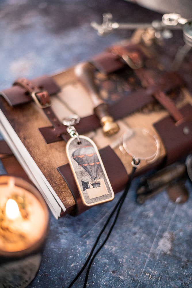 Costurero Real - Wholesale Keychain - Unisex - Keychain Steampunk Wood Keychain hot air balloon vintage2