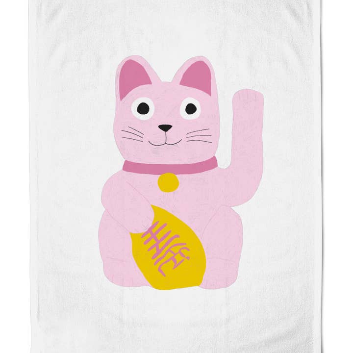 Lucky Cat - 48 x 70cm Cotton Tea Towel for wholesale by Olive and Clive
