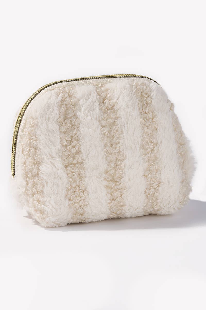BYREN | ÉLINE L'ATELIER - Wholesale Toiletry Bag - Women's - Teddy Striped Rounded Makeup Bag CY233JH2