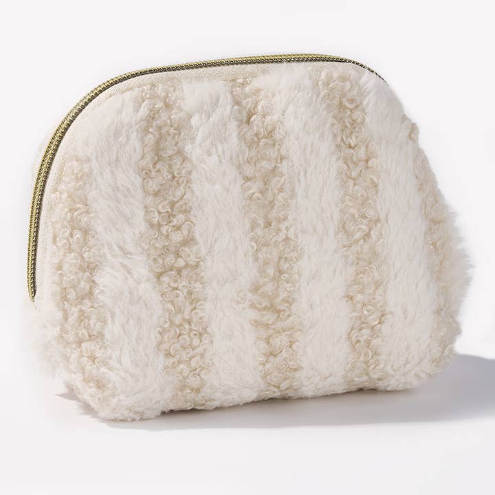 BYREN | ÉLINE L'ATELIER - Wholesale Toiletry Bag - Women's - Teddy Striped Rounded Makeup Bag CY233JH2