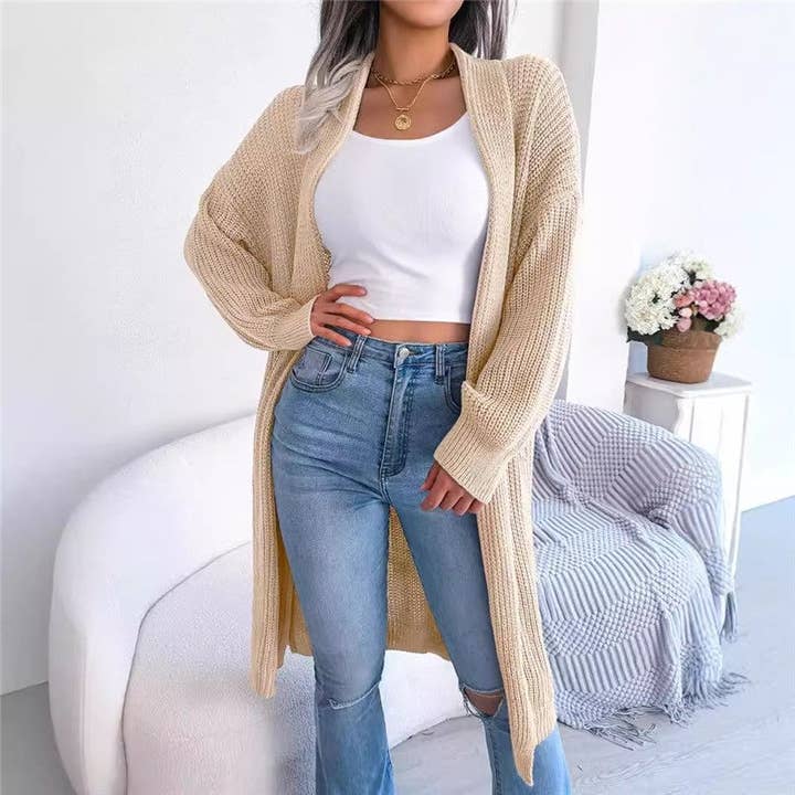 Casual Versatile Lapel Long Cardigan Sweater for wholesale by UZ Wholesale Store