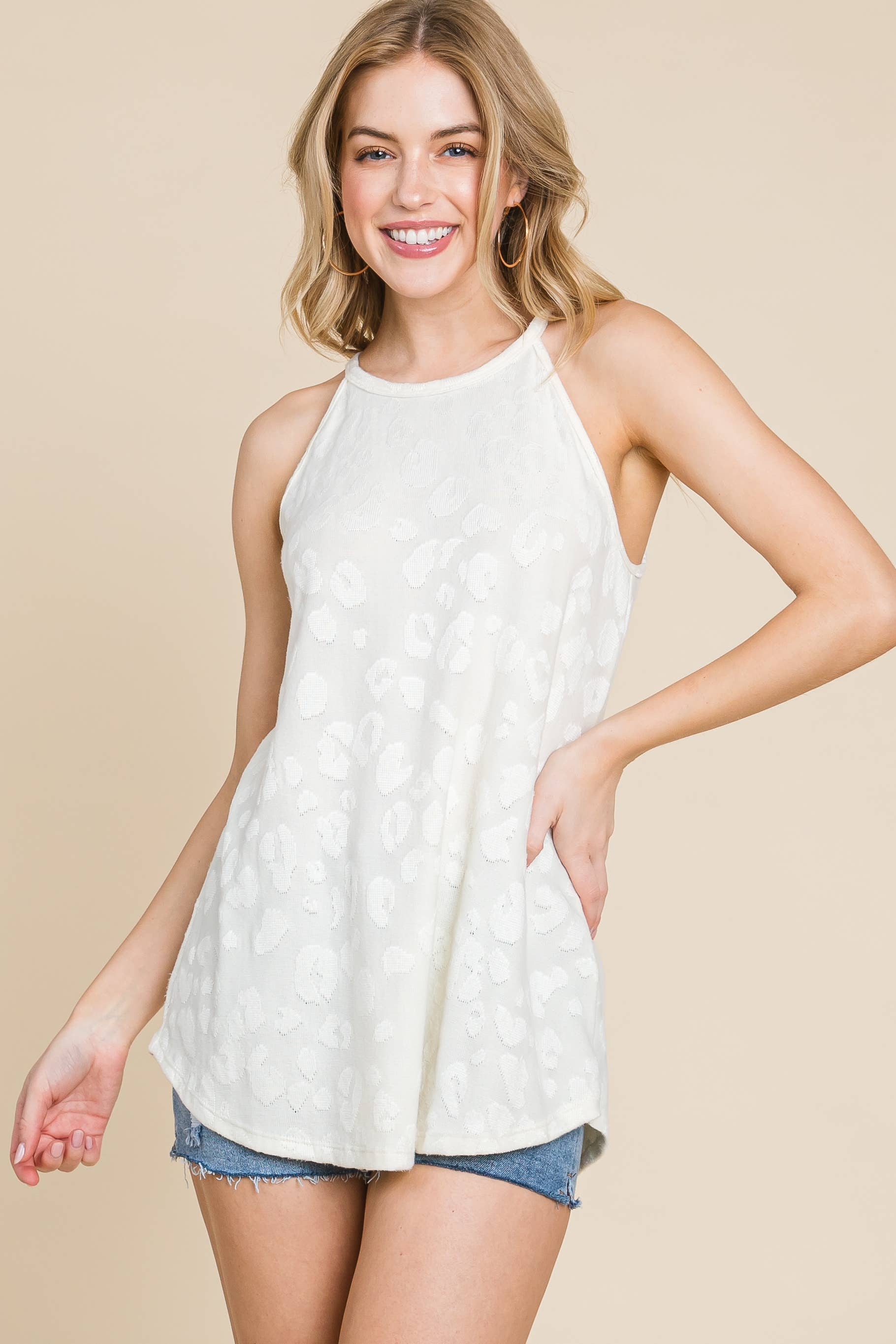 BOMBOM - Wholesale Tunic - Women's - TA2098 ANIMAL TEXTURED PATTERN SLEEVELESS TOP11