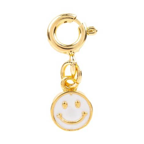 MINI HAPPY FACE CHARM (WHITE) for wholesale by Charmed By The Crowns