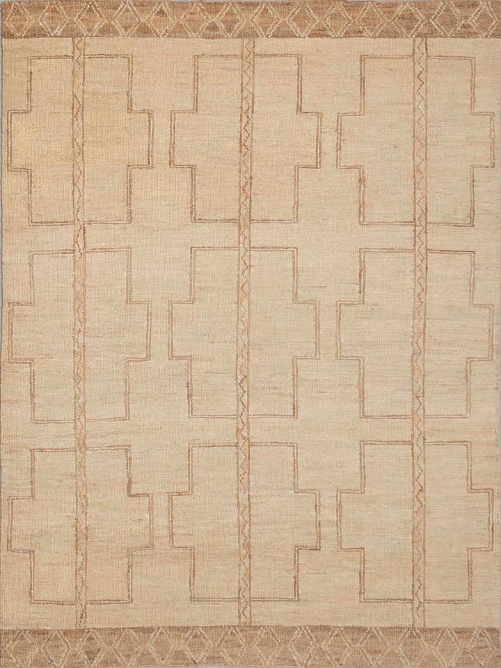 Beige Boho Soumek Jute Vloerkleed, Handgeweven & Aanpasbaar G-2284 voor wholesale door Aesthetic Homes LLC