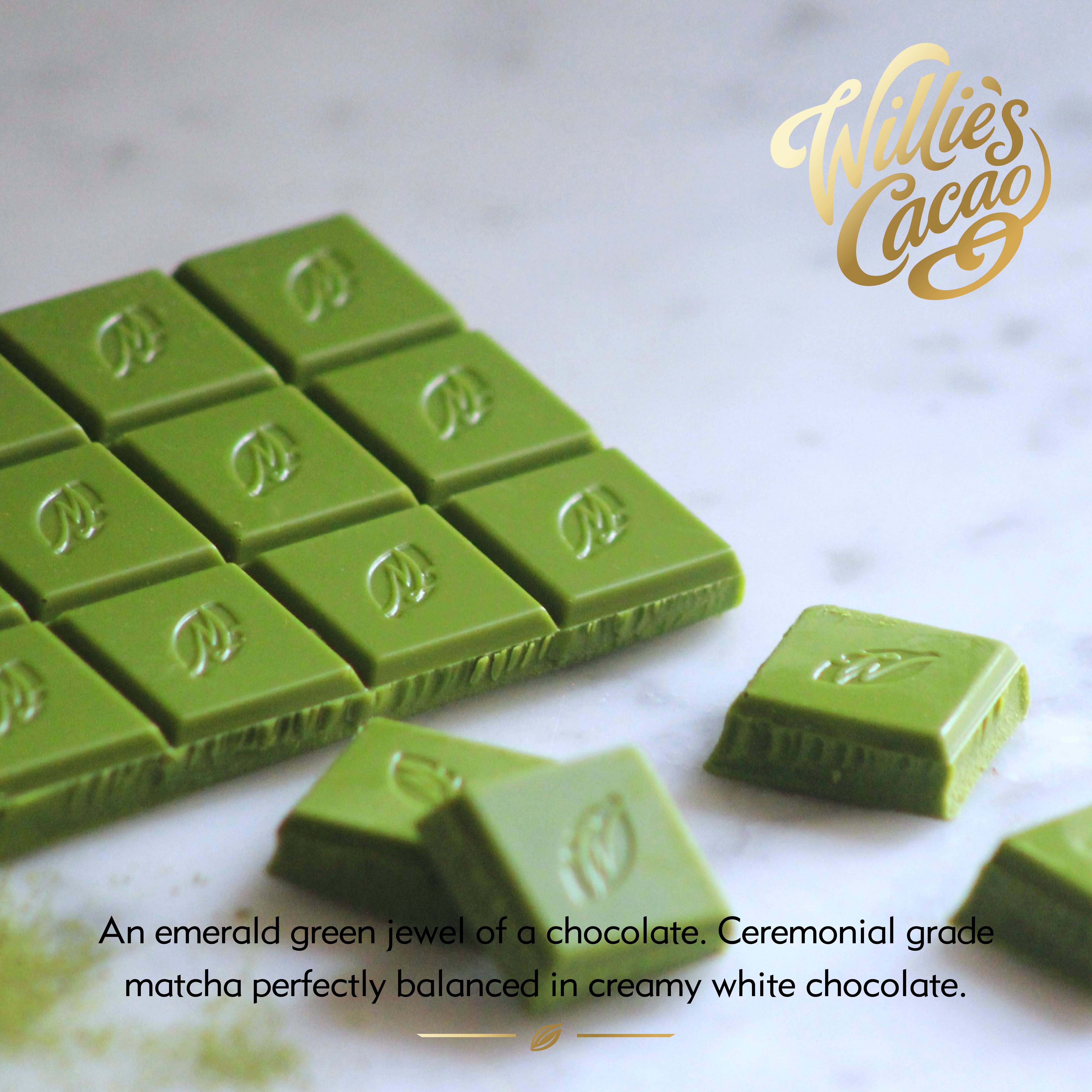 Willie's Cacao - Wholesale Chocolate bar - Matcha. White chocolate w. ceremonial grade matcha. 50g bar2