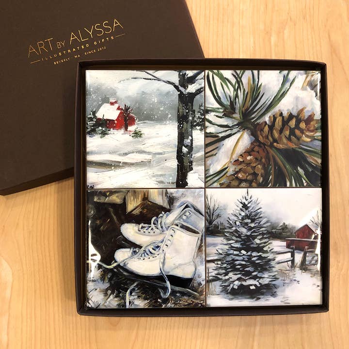 Winter Coaster Set for wholesale by Art by Alyssa