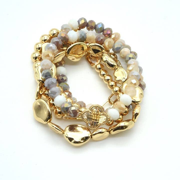 MiMi Wholesale - Wholesale Jewelry Set - Beaded Clover Accent Jewelry Set Bracelet18