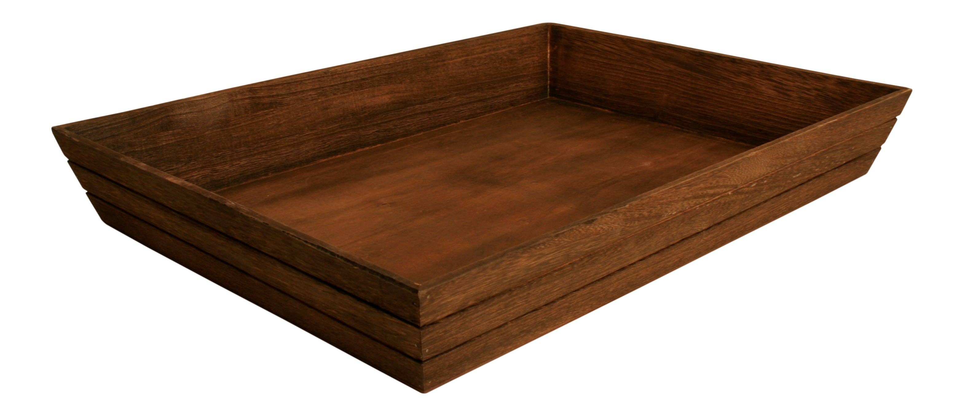 WALD IMPORTS - Wholesale Serving Tray - 22" Dark Stained Wood Grooved Serving Tray1