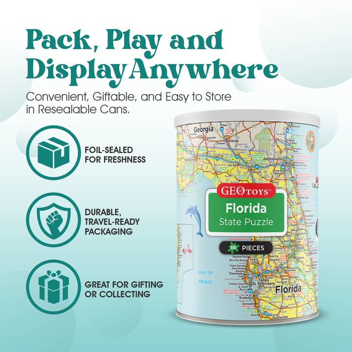 Geotoys - Wholesale Puzzle - Kids - Geotoys 100 Piece Mini Puzzle - Florida2