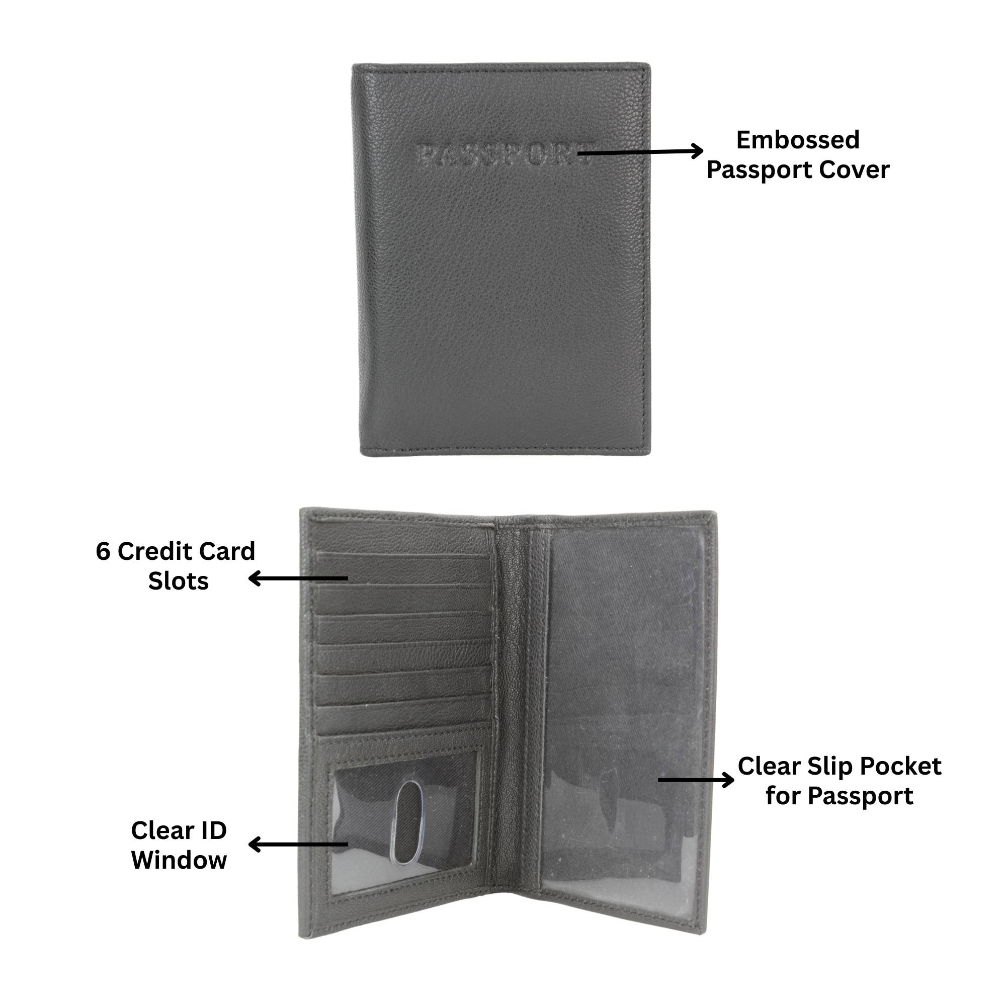Leather Impressions Inc - Wholesale Passport Case - Unisex - Leather Passport Holder with Card Slots RB LW 21 10051