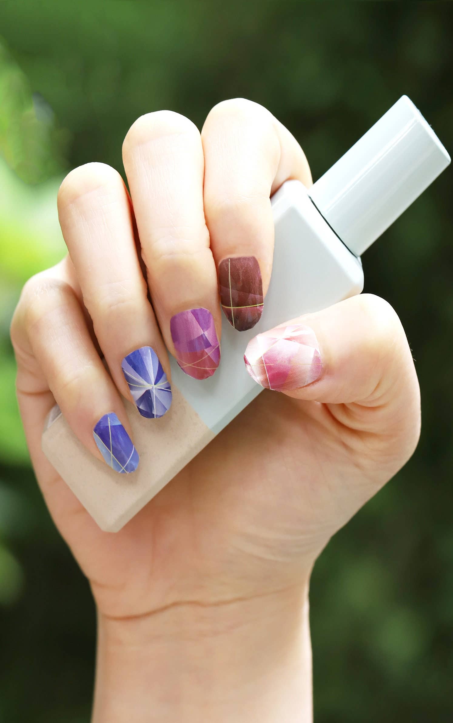 Vibrant Purple Geometric Nails by Faire