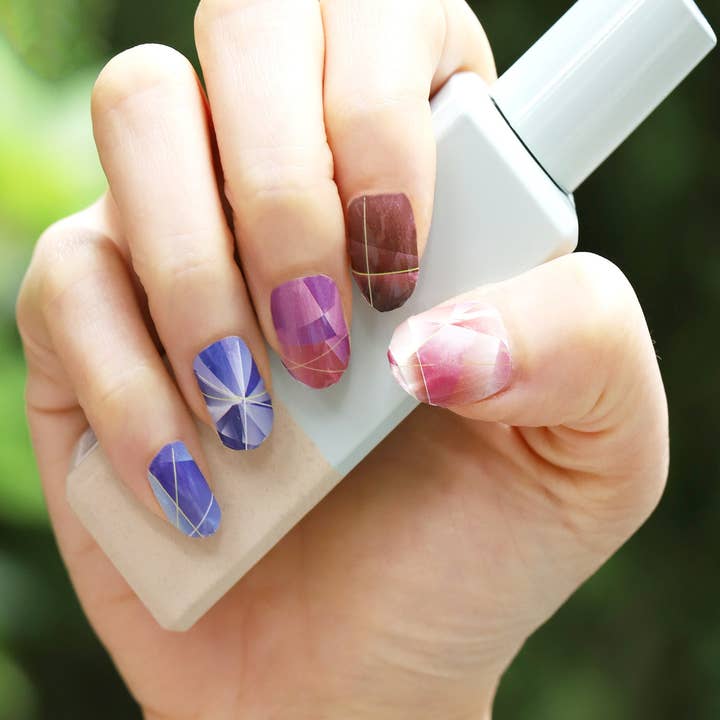Vibrant Purple Geometric Nails by Faire