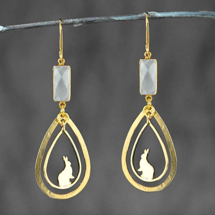 Magical Bunnies w/ Tear and Rectangle Gemstone (Easter) for wholesale by KBD Studio