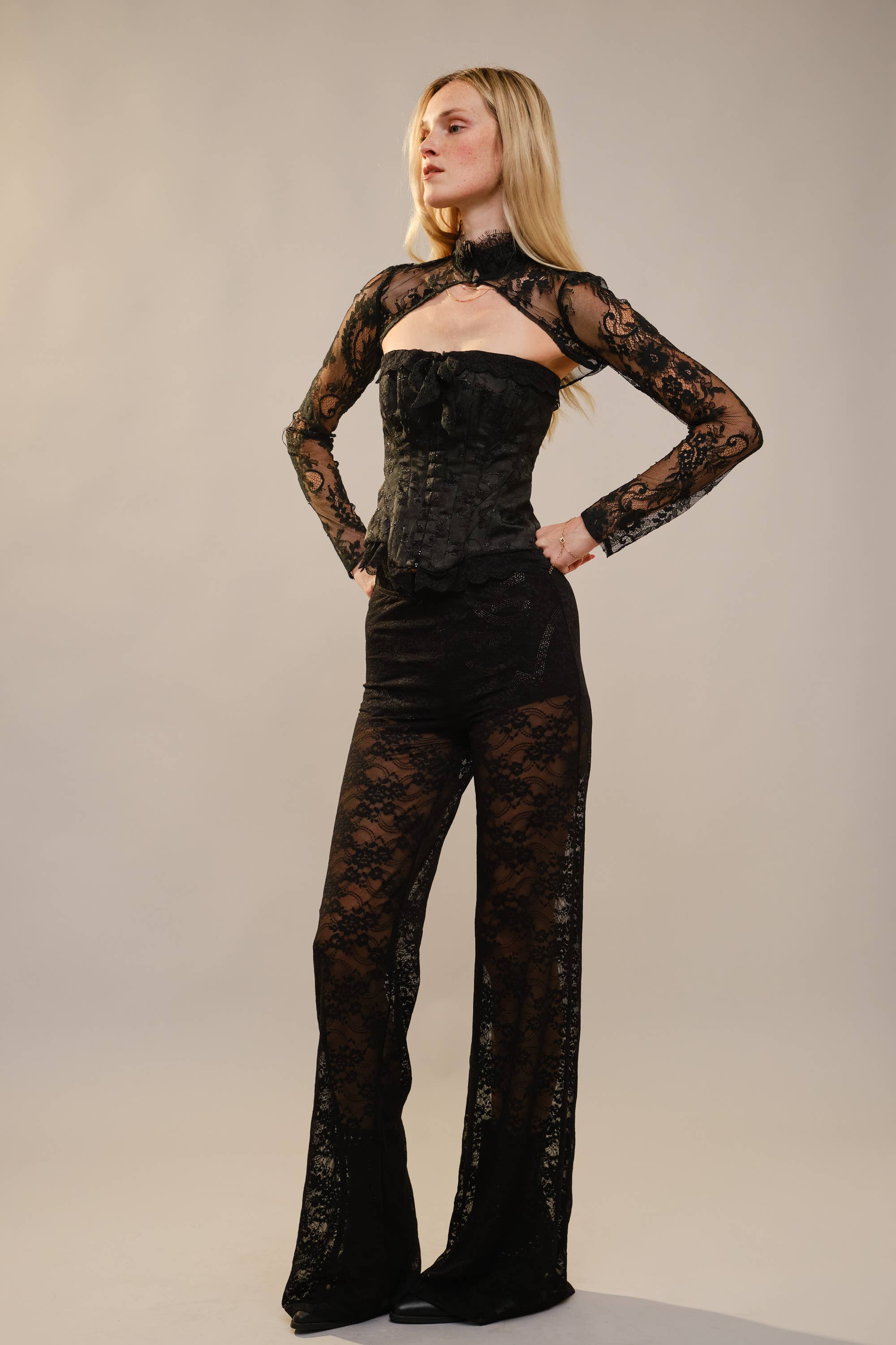 Blue B - Wholesale Pants - Women's - 23781P Floral Lace Western Stitch Inner Short Flare Pants5