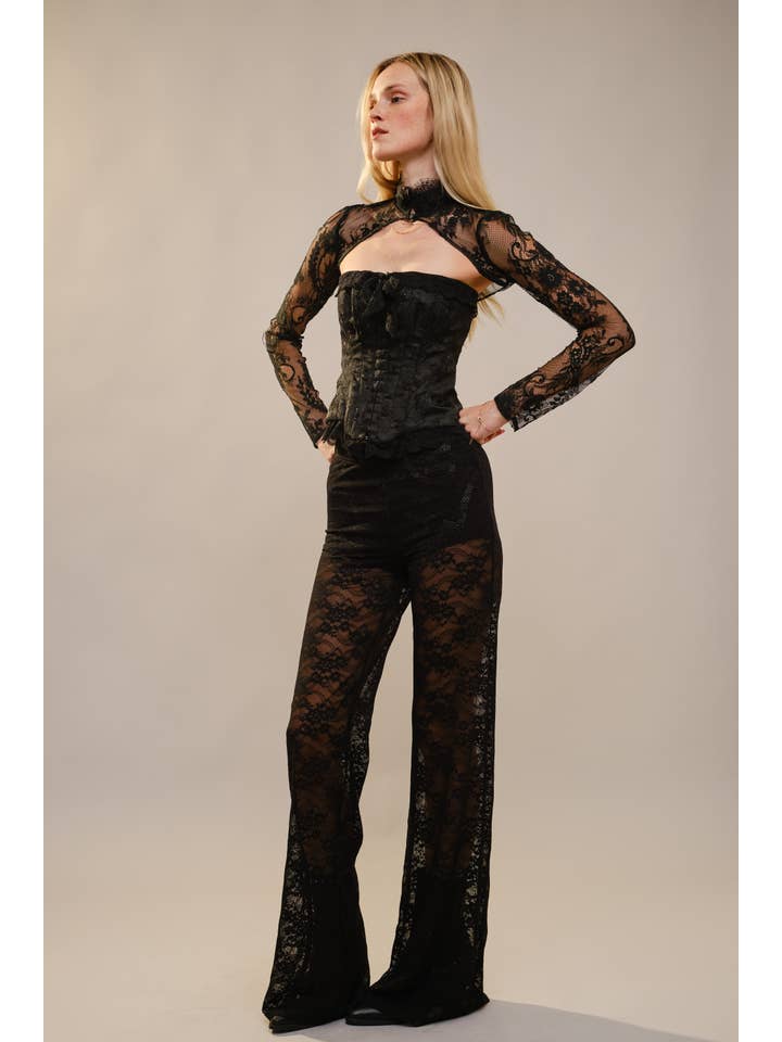 Blue B - Wholesale Pants - Women's - 23781P Floral Lace Western Stitch Inner Short Flare Pants5