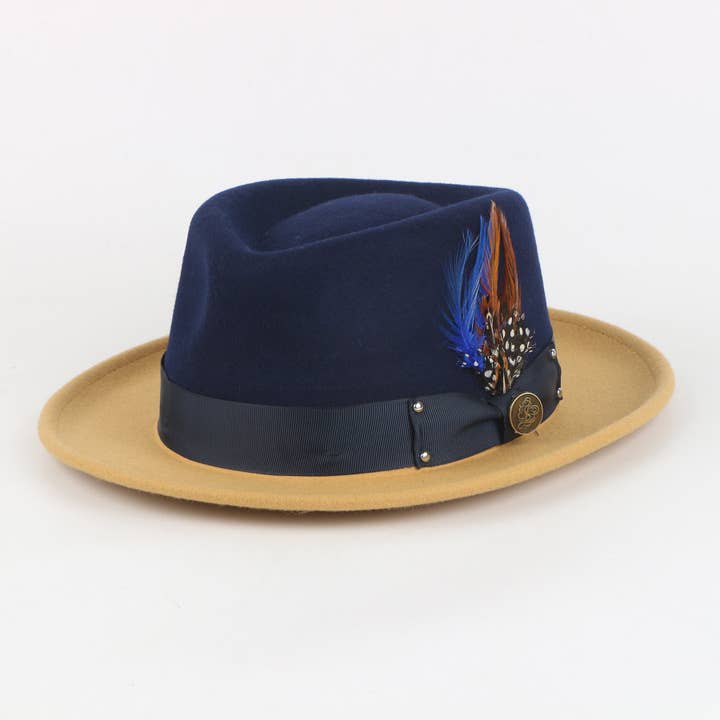 The Broadway Fedora | Fine Australian Wool Fedora Hat | Navy & Scotch for wholesale by Steven Land